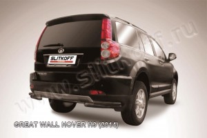 Slitkoff GWHNR-H3-014B защита заднего бампера уголки d57+ d42 двойные черные Great Wall Hover H3 (2014)