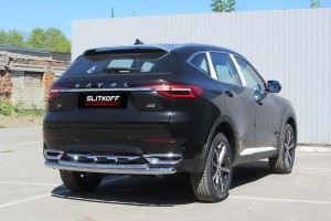 Slitkoff HavF7008 защита заднего бампера d57+ d42 Haval F7 (2019)
