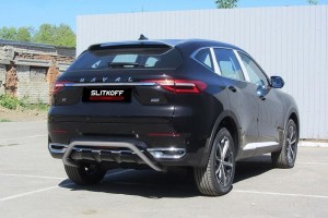 Slitkoff HavF7008S защита заднего бампера d42 "скоба" серебристая Haval F7 (2019)