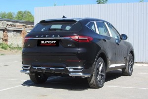 Slitkoff HavF7011 защита заднего бампера уголки d57 Haval F7 (2019)