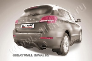 Slitkoff HavH2008B защита заднего бампера d57 "скоба" черная Haval H2