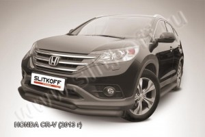 Slitkoff HCRV13-001B защита переднего бампера d76+ d57 двойная черная Honda CR-V (2013) (2L)