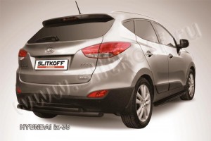 Slitkoff Hix35-011B защита заднего бампера d57+ d42 двойная черная Hyundai ix-35