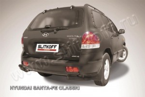 Slitkoff HSFT014B защита заднего бампера уголки d57+ d42 двойные черные Hyundai Santa Fe Classic (Таганрог)