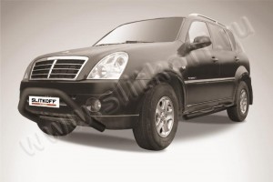 Slitkoff SSR005B кенгурятник d76 низкий широкий "мини" черный SsangYong Rexton (2010)