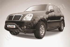 Slitkoff SSR006B кенгурятник d57 широкий "мини" черный SsangYong Rexton (2010)
