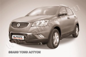 Slitkoff SYA001B защита переднего бампера d76+ d42 двойная черная SsangYong Actyon (2011)