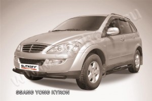Slitkoff SYK009B защита переднего бампера d57+ d57 двойная черная SsangYong Kyron