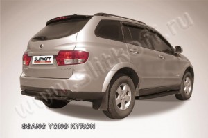 Slitkoff SYK014B защита заднего бампера d57+ d57 двойная черная SsangYong Kyron