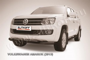 Slitkoff VWAM13-003B защита переднего бампера d76+ d57 двойная черная Volkswagen Amarok (2013)