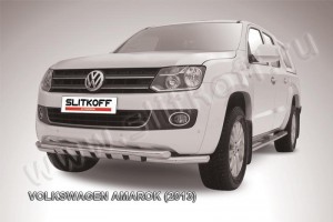 Slitkoff VWAM13-005 защита переднего бампера d57+ d57 двойная с защитой картера Volkswagen Amarok (2013)
