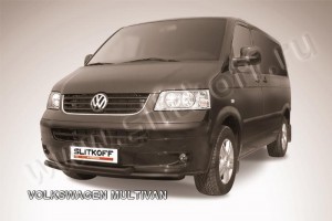 Slitkoff VWM003B защита переднего бампера d57+ d57 двойная черная Volkswagen Multivan