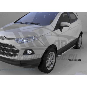 Can Otomotiv FOES.48.2022 пороги алюминиевые (Brillant) Ford EcoSport (2014-)(черн./нерж.)