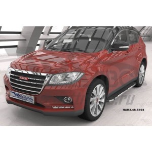 Can Otomotiv HAH2.48.8494 пороги алюминиевые (Brillant) Haval H2 (2016-) (черн/нерж)