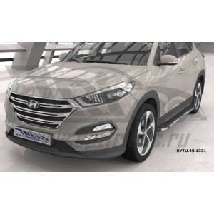 Can Otomotiv HYTU.48.1331 пороги алюминиевые (Brillant) Hyundai Tucson (2015-) (черн/нерж)