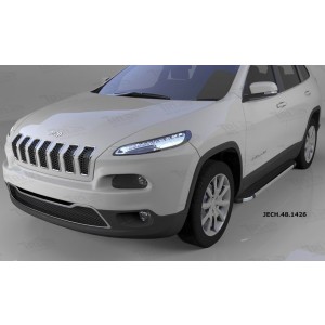 Can Otomotiv JECH.48.1426 пороги алюминиевые (Brillant) Jeep Cherokee (2014-) (черн/нерж)