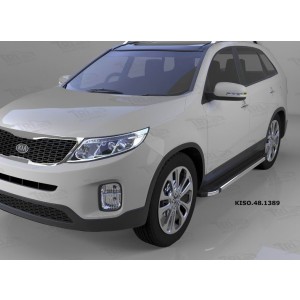 Can Otomotiv KISO.48.1389 пороги алюминиевые (Brillant) KIA Sorento (2012-) (черн/нерж)