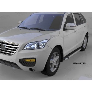 Can Otomotiv LIFA.48.7551 пороги алюминиевые (Brillant) Lifan X60 (2011-) (черн/нерж)