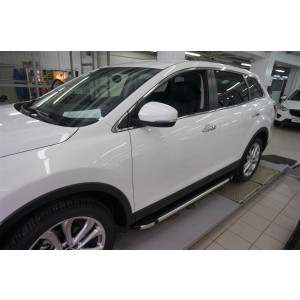 Can Otomotiv MAC9.48.0128 пороги алюминиевые (Brillant) Mazda CX9 (2013-) (черн/нерж)