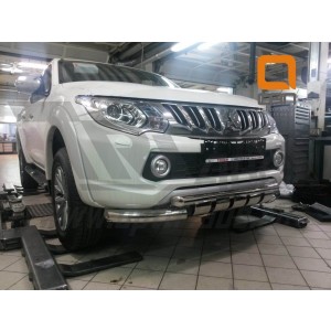 Can Otomotiv MIL2.33.1952 защита переднего бампера Mitsubishi L200 (2015-) (двойная Shark) d76/60