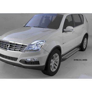 Can Otomotiv SYRE.51.4096 пороги алюминиевые (Sapphire Silver) SsangYong Rexton (2012-) (только для 4WD)