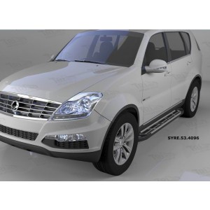 Can Otomotiv SYRE.53.4096 пороги алюминиевые (Corund Silver) SsangYong Rexton (2012-) (только для 4WD)
