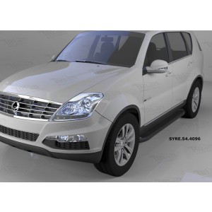 Can Otomotiv SYRE.54.4096 пороги алюминиевые (Sapphire Black) SsangYong Rexton (2012-) (только для 4WD)