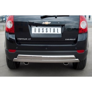 Руссталь CHCZ-000837 защита заднего бампера 75х42/75х42 овалы на Chevrolet Captiva 2011-2013