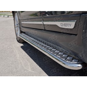 Руссталь CT5L-0022661 пороги труба d42 с листом (лист алюм, проф. нерж) (вариант1) на Chery Tiggo 5 2014