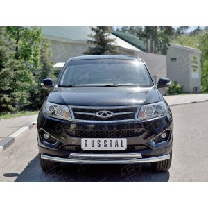 Руссталь CT5Z-002261 защита переднего бампера d63 секция-75х42 дуга на Chery Tiggo 5 2014