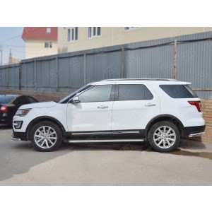 Руссталь FEL-0026632 пороги труба d42 с листом (лист алюм, проф.сталь) (вариант 2) на Ford Explorer 2016-