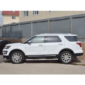 Руссталь FET-0026653 пороги труба d76 с накладкой (со скругленными торцами) на Ford Explorer 2016-