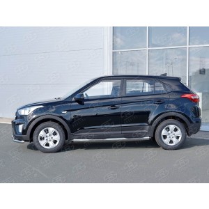 Руссталь HCRT-0024212 пороги труба d76 с накладкой (с заглушками на торцах) на Hyundai Creta 2016-
