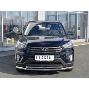 Руссталь HCRZ-002418 защита переднего бампера d63 секция-d42 дуга на Hyundai Creta 2016-