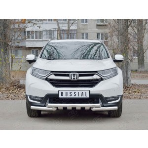 Руссталь HCRZ-002824 защита переднего бампера d63 дуга-d63 уголки+клыки на Honda CR-V 2017-