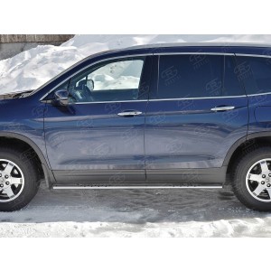 Руссталь HPO-002925 пороги труба 75х42 овал с проступью на Honda Pilot 2016- 