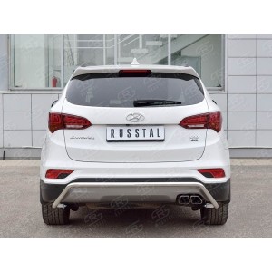 Руссталь HSFPZ-002451 защита заднего бампера d42 волна под машину на Hyundai Santa Fe Premium 2015