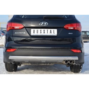 Руссталь HSFZ-001227 защита заднего бампера 75х42 овал на Hyundai Santa Fe 2012-