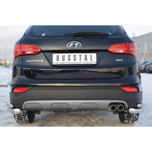 Руссталь HSFZ-001229 защита заднего бампера уголки d63/42 на Hyundai Santa Fe 2012-