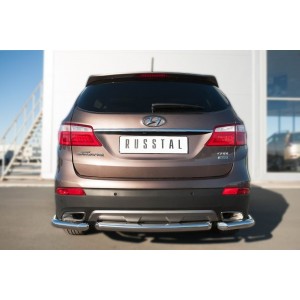 Руссталь HSFZ-002014 защита заднего бампера уголки d63(секции) на Hyundai Santa Fe Grand 2014