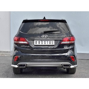 Руссталь HSFZ-002743 защита заднего бампера уголки d63 секции на Hyundai Santa Fe Grand 2016-