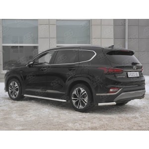 Руссталь HSFZ-003175 защита заднего бампера уголки d63 секции на Hyundai Santa Fe 2018-