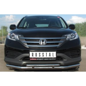 Руссталь HVZ-001337 защита переднего бампера d63 (секции) d42 (прямой) на Honda CR-V дв. 2.0 2013-