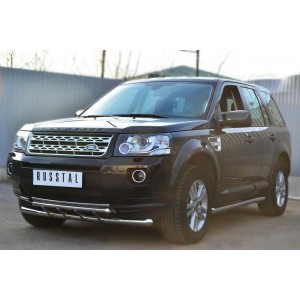 Руссталь LFRZ-001490 защита переднего бампера d63 (секции) d42 (дуга) на Land Rover Freelander 2 2012-