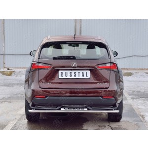 Руссталь LNXZ-002583 защита заднего бампера d42 секции с надписью на Lexus NX 200 2014 (кроме F-Sport) 