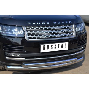 Руссталь LRV-001442 защита переднего бампера d76 (дуга) d63 (дуга) на Land Rover Vogue 2013