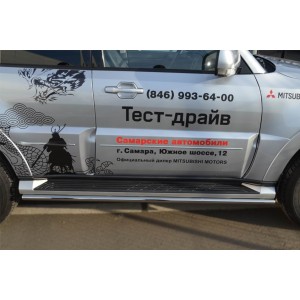 Руссталь MP4T-0010393 пороги труба d42 варинат 3) на Mitsubishi Pajero 4 2012-2014