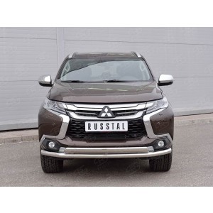 Руссталь MPJSZ-002485 защита переднего бампера d63 секция-75х42 дуга на Mitsubishi Pajero Sport 2016