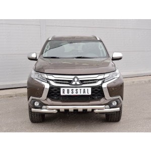 Руссталь MPJSZ-002486 защита переднего бампера d63 дуга-d63 уголки+клыки на Mitsubishi Pajero Sport 2016