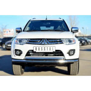 Руссталь MPSZ-001575 защита переднего бампера d63 (секции) d63 (дуга) на Mitsubishi Pajero Sport 2013-